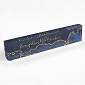 Elegant Blue Gold Agate Namensplakette