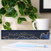 Elegant Blue Gold Agate Namensplakette