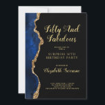 Elegant Blue Gold Agate Überraschung 50. Geburtsta Einladung<br><div class="desc">Eine elegante Überraschung 50. Überraschung Geburtstagsparty auf einem trendigen blauen goldfarbenen Agate auf schwarzer Einladung. Hübsche Skripttypografie. Chic Style.</div>