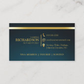 Elegant Blue & Gold Beruflich Notary Public Visitenkarte (Rückseite)