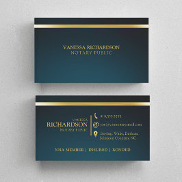 Elegant Blue & Gold Beruflich Notary Public Visitenkarte