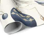 Elegant Blue & Gold Christmas Paper Geschenkpapier (Rolleneckpunkt)