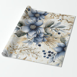 Elegant Blue & Gold Christmas Paper Geschenkpapier