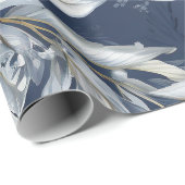 Elegant Blue & Gold Christmas Paper Geschenkpapier (Rolleneckpunkt)