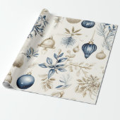 Elegant Blue & Gold Christmas Paper Geschenkpapier (Ungerollt)