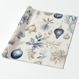 Elegant Blue & Gold Christmas Paper Geschenkpapier