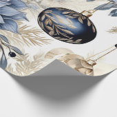 Elegant Blue & Gold Christmas Paper Geschenkpapier (Ecke)