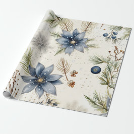 Elegant Blue & Gold Christmas  Paper Geschenkpapier