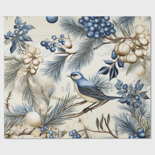 Elegant Blue & Gold Christmas Paper Geschenkpapier (Flach)