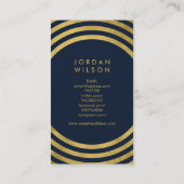 Elegant Blue Gold Circles Geometric Social Media Visitenkarte (Rückseite)