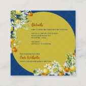 Elegant Blue Gold Citrus Floral Wedding Details Begleitkarte (Vorderseite)