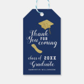 Elegant Blue Gold Class 2025 Abschluss Vielen Dank Geschenkanhänger (Rückseite)
