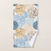 Elegant Blue Gold Dahlia Badhandtuch Set (Handtuch)