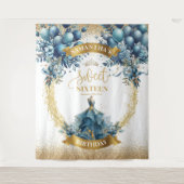 Elegant Blue § Gold Dress Sweet 16 Geburtstag Wandteppich (Vorderseite)