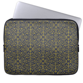 Elegant Blue & Gold Filigree Laptopschutzhülle