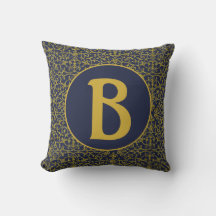 Elegant Blue & Gold Filigree Monogram