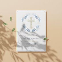 Elegant Blue Gold First Holy Communion