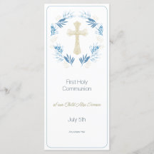 Elegant Blue Gold First Holy Communion