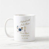 Elegant Blue Gold Floral Calligraphy Boy Baptisse Kaffeetasse (Links)