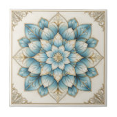 Elegant Blue Gold Floral Mandala Ceramic Tile Fliese (Vorderseite)