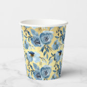 Elegant Blue Gold Floral Personalize Birthday Pappbecher (Rückseite)