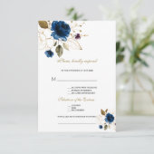 Elegant Blue Gold Floral Song Anfrage Hochzeit RSVP Karte (Stehend Vorderseite)