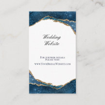 Elegant Blue Gold Foil Agate Wedding Website
