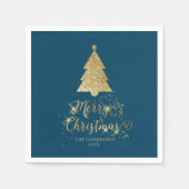 Elegant Blue Gold Frohe Weihnachts Sparkle Serviette (Vorderseite)