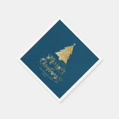 Elegant Blue Gold Frohe Weihnachts Sparkle Serviette (Ecke)
