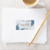 Elegant Blue Gold Glitter Abstract Flow            Adressaufkleber (Insitu)