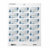 Elegant Blue Gold Glitter Abstract Flow            Adressaufkleber (Vorne)