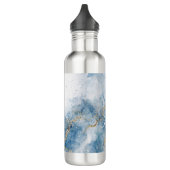 Elegant Blue Gold Glitter Abstract Flow            Edelstahlflasche (Links)