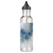 Elegant Blue Gold Glitter Abstract Flow            Edelstahlflasche (Rechts)