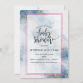 Elegant Blue Gold Glitter Abstract Flow            Einladung (Vorderseite)