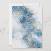 Elegant Blue Gold Glitter Abstract Flow Einladung (Rückseite)
