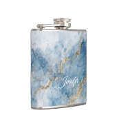 Elegant Blue Gold Glitter Abstract Flow            Flachmann (Rechts)