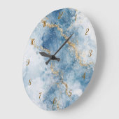 Elegant Blue Gold Glitter Abstract Flow            Große Wanduhr (Winkel)