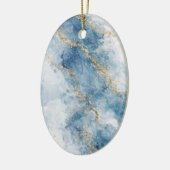 Elegant Blue Gold Glitter Abstract Flow            Keramik Ornament (Links)