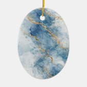 Elegant Blue Gold Glitter Abstract Flow            Keramik Ornament (Vorne)
