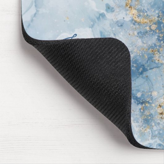Elegant Blue Gold Glitter Abstract Flow            Mousepad (Ecke)
