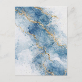 Elegant Blue Gold Glitter Abstract Flow Postkarte