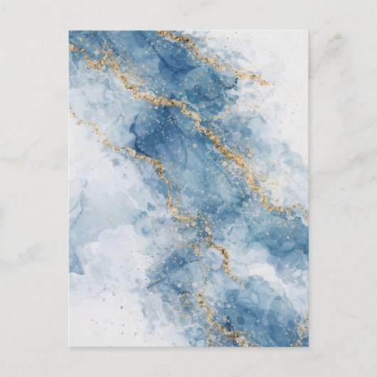 Elegant Blue Gold Glitter Abstract Flow            Postkarte (Vorderseite)