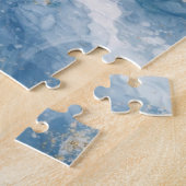 Elegant Blue Gold Glitter Abstract Flow            Puzzle (Seite)