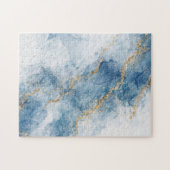 Elegant Blue Gold Glitter Abstract Flow            Puzzle (Horizontal)
