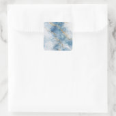 Elegant Blue Gold Glitter Abstract Flow            Quadratischer Aufkleber (Tasche)