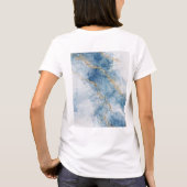 Elegant Blue Gold Glitter Abstract Flow            T-Shirt (Rückseite)