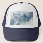 Elegant Blue Gold Glitter Abstract Flow            Truckerkappe (Vorderseite)
