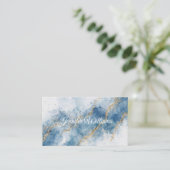 Elegant Blue Gold Glitter Abstract Flow            Visitenkarte (Stehend Vorderseite)