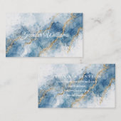 Elegant Blue Gold Glitter Abstract Flow            Visitenkarte (Vorne/Hinten)