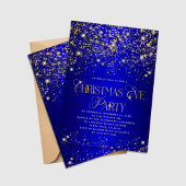 Elegant Blue Gold Glitter Christmas Eve Party Einladung